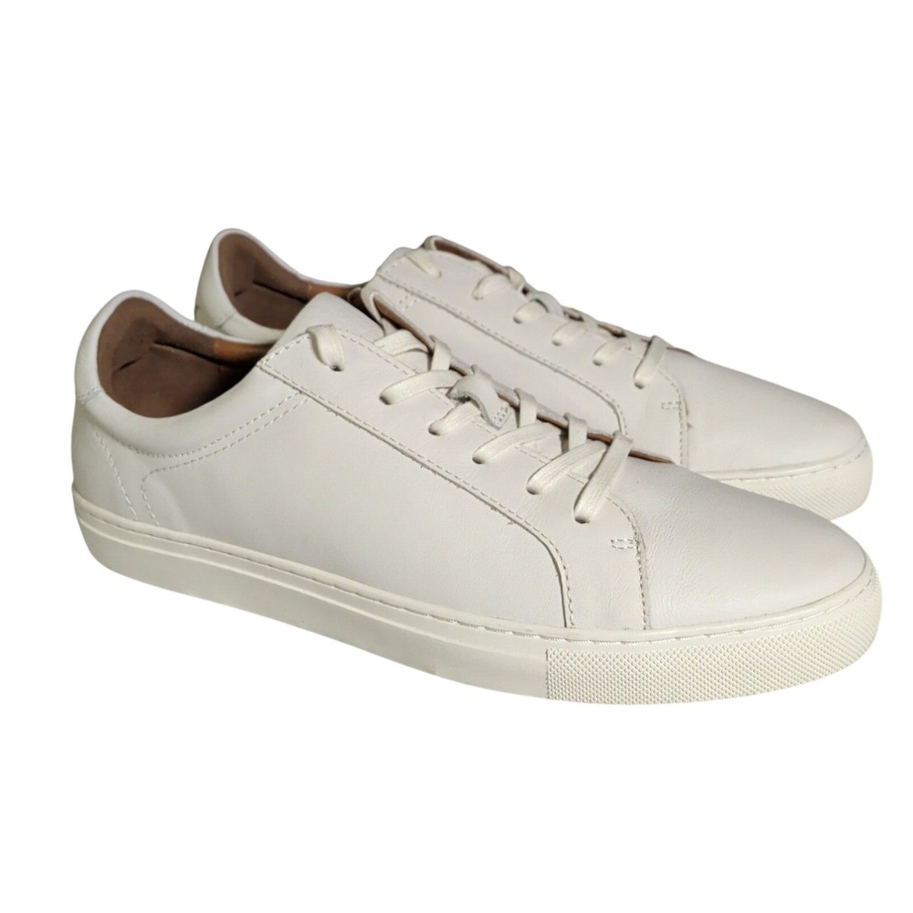 Dunross & Sons Harvey Shoes Mens Size 10 White Leather Lace Up Sneakers Preppy